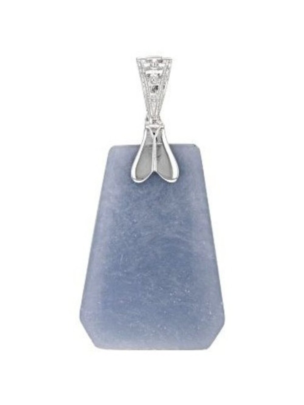 Blue Angelite Gemstone Sterling Silver Enhancer Pendant For Necklace 2 Inch